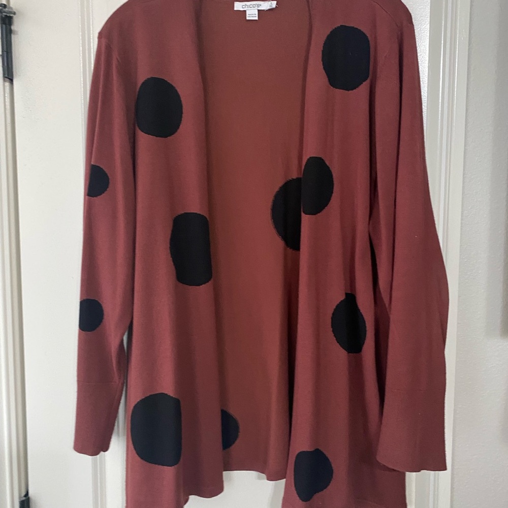 Chico’s Rust and black cardigan.